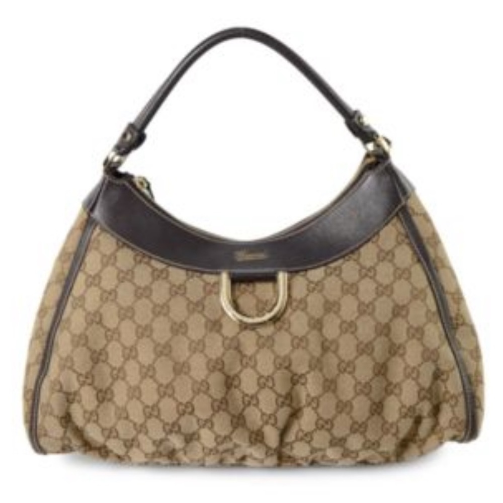 💯 AUTHENTIC GUCCI Canvas D-Ring Shoulder Bag
